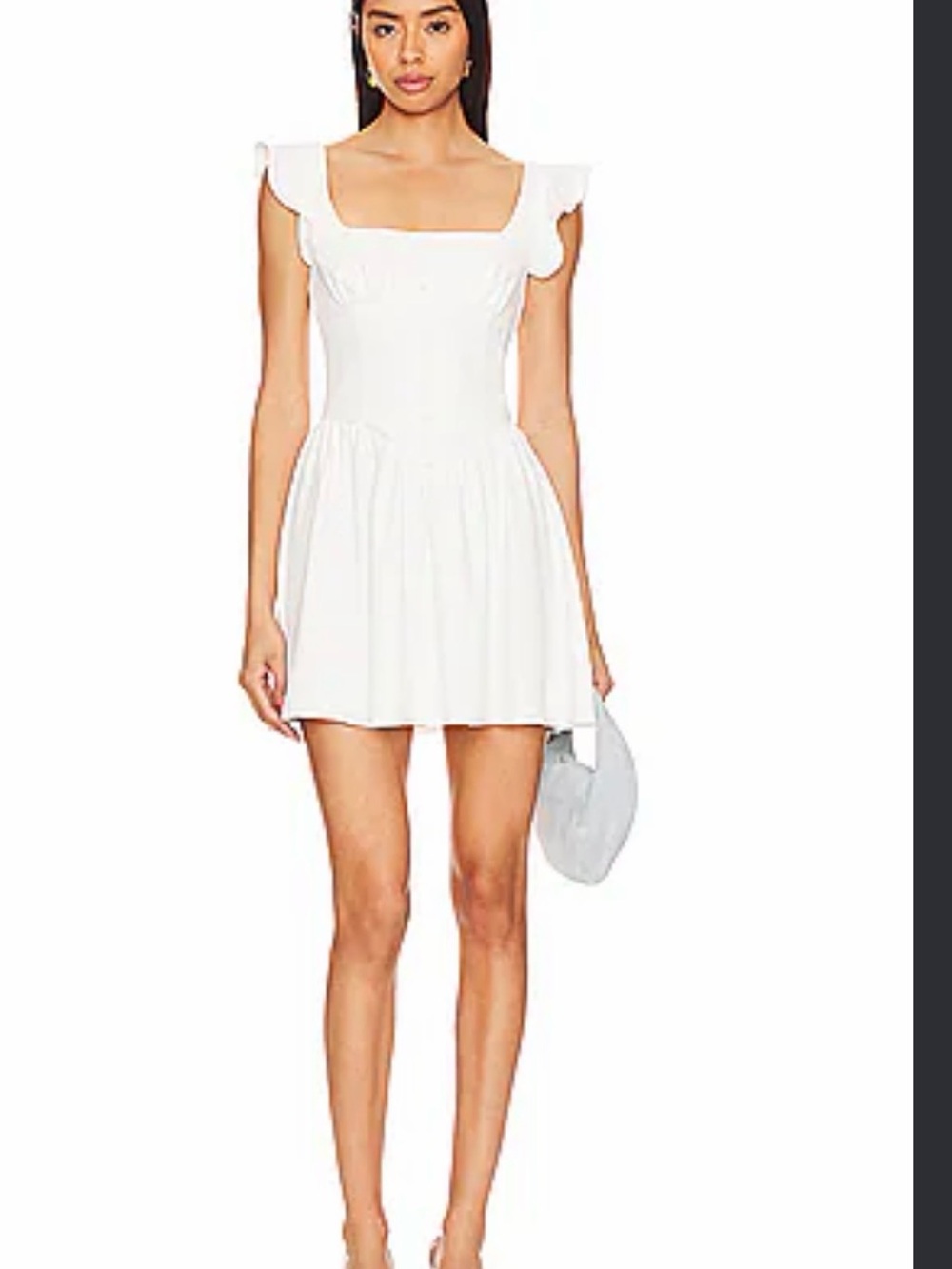 Chelsea & Violet White Square-Neck Ruffle Mini Dress